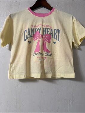 Candy Heart Darling Club Yellow Shorts Pajama with Pink Bow - Kids